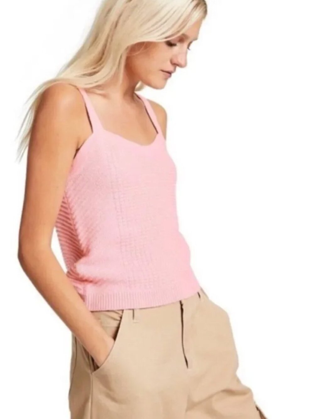 Sandy Liang x Target Pink Knit Sweetheart Neck Tank Top | Women's S